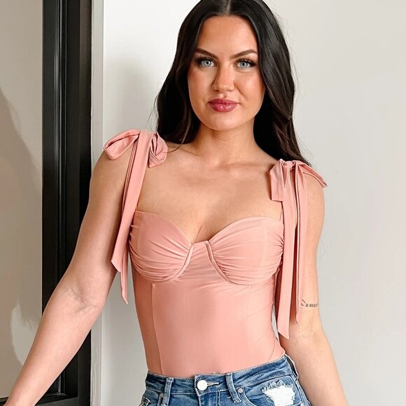 NWT! PRIVY Tie Shoulder Bodysuit - Picture 6 of 8